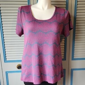 LuLaRoe Grey & Pink Scoop Neck Top